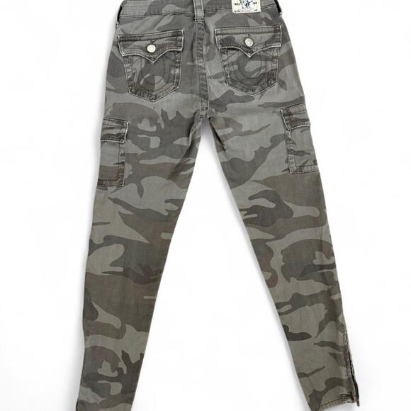 True Religion Women’s 28 Camo Cargo Mid Rise Skinny Jeans Ankle Zip - Picture 1 of 8